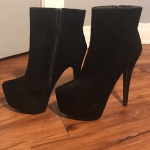 Black suede riding boots